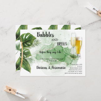 Tropical Palm Bubble & Brews Couples Shower Invit Invitation