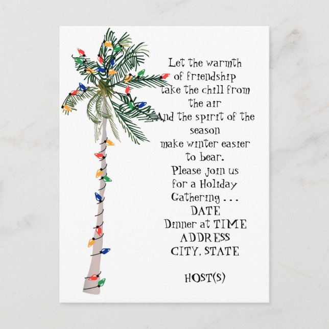 Tropical Palm Christmas Tree Holiday Party Invite (Front)