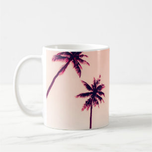 Tropical palm coconut trees on sunset sky nature b coffee mug