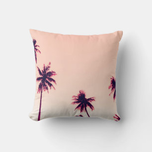 Tropical palm coconut trees on sunset sky nature b cushion