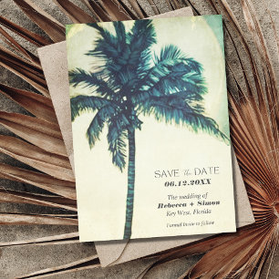 Tropical Palm Digital Beach Wedding Save the Date Announcement