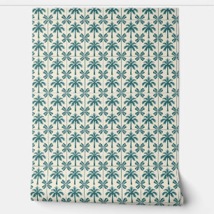Tropical Palm Escape Mini - Green, Beige - Coastal Wallpaper