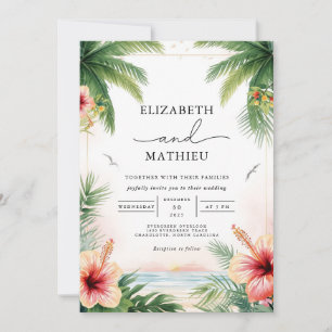 Tropical Palm Floral Arch Wedding Invitation