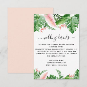 Tropical Palm Floral Watercolor Wedding Details Invitation