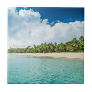 Tropical Palm Fringed Beach Ceramic Tile