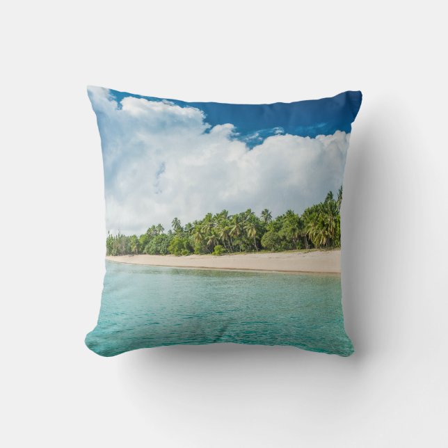Tropical Palm Fringed Beach Cushion (Front)