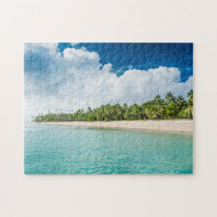 Tropical Palm Fringed Beach Jigsaw Puzzle