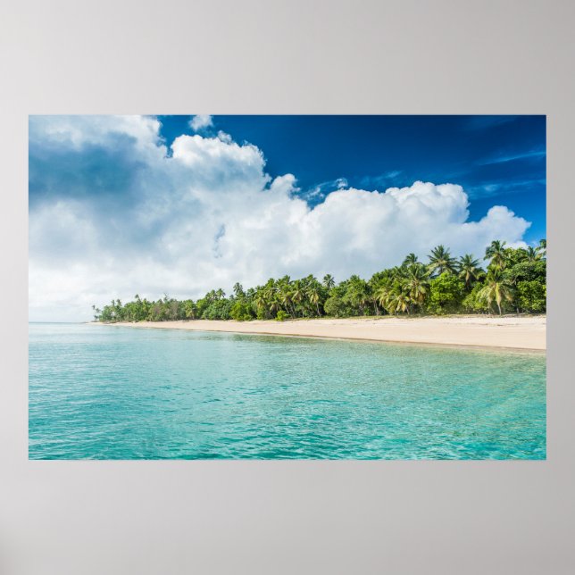 Tropical Palm Fringed Beach Poster (Front)