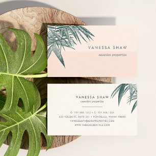 Tropical Palm Frond Colorblock Business Card