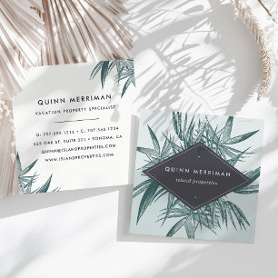 Tropical Palm Frond Square Business Card