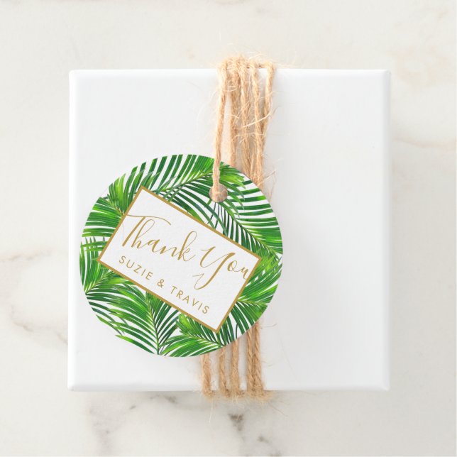 Tropical Palm Fronds Greenery Favour Tags (In Situ)