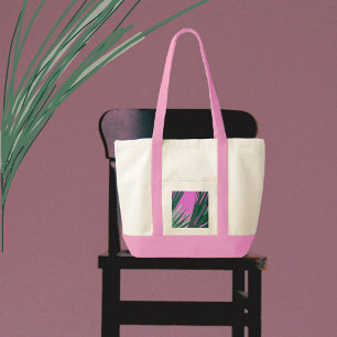 Tropical Palm Fronds in Green and Pink Tote Bag