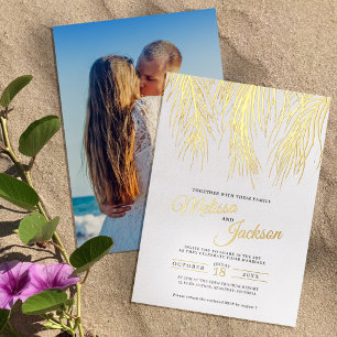 Tropical palm fronds wedding gold