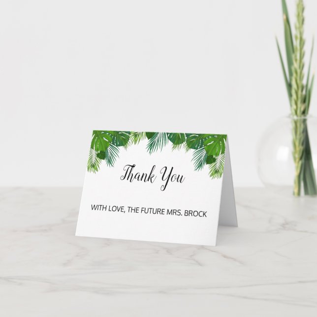 Tropical Palm Future Mrs Thank You Card (Front)