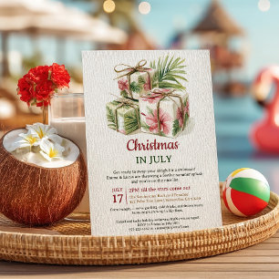 Tropical Palm Gifts Luau Christmas in July Party Invitation
