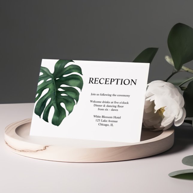 Tropical Palm Green Leaf Reception  Enclosure Card (Creator Uploaded)
