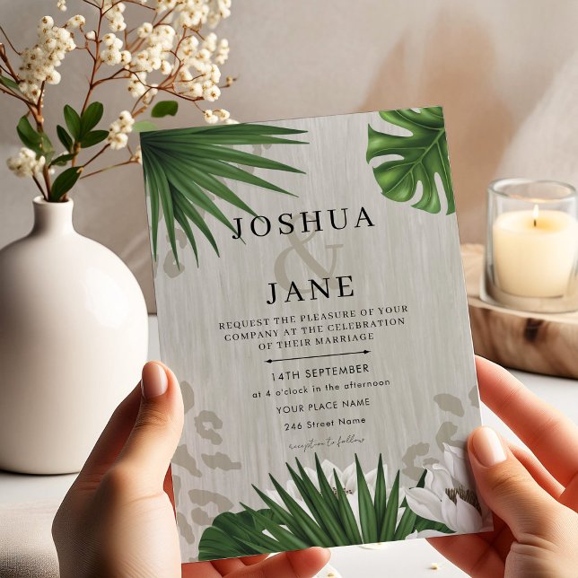 Tropical Palm Greenery Modern Wedding Invitation  (Creator Uploaded)