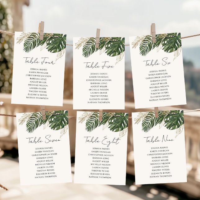 Tropical Palm Greenery Seating Chart Table Plan (Creator Uploaded)