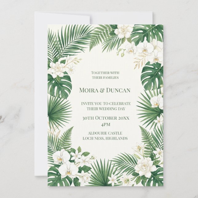 Tropical Palm Greenery Wedding Invitation (Front)
