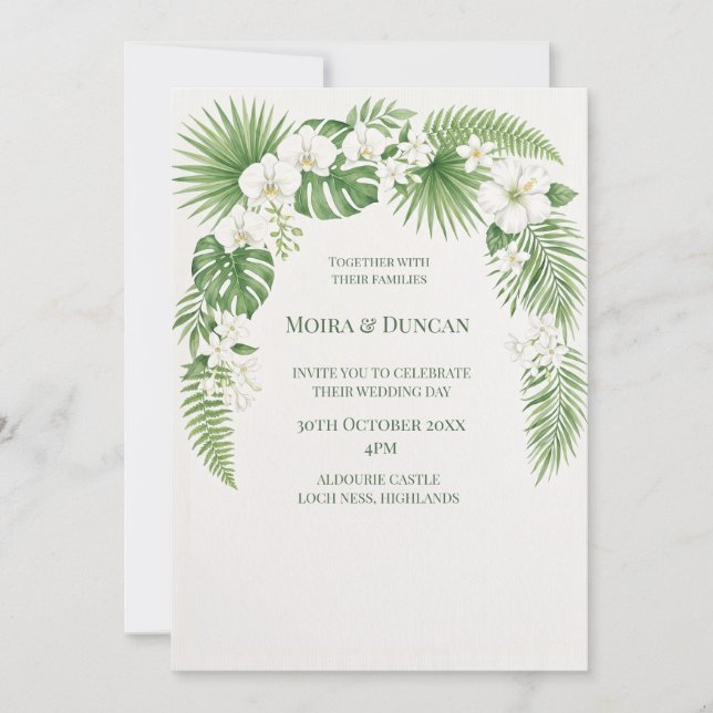 Tropical Palm Greenery Wedding Invitation (Front)