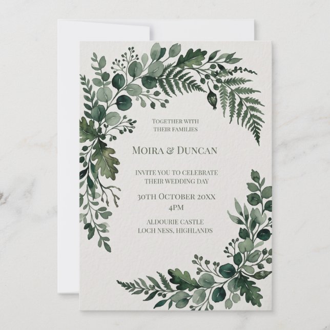 Tropical Palm Greenery Wedding Invitation (Front)