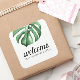Tropical Palm Greenery Wedding Welcome Bag Sticker