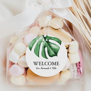 Tropical Palm Greenery Wedding Welcome Bag Sticker