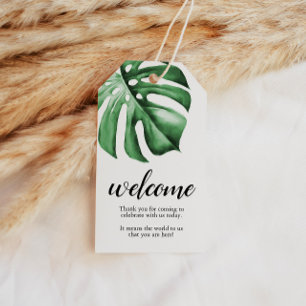 Tropical Palm Greenery Welcome Note Tags