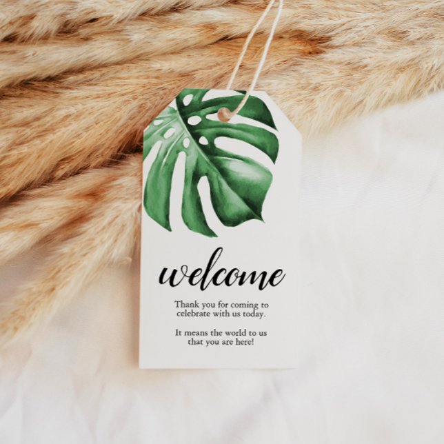 Tropical Palm Greenery Welcome Note Tags (Creator Uploaded)