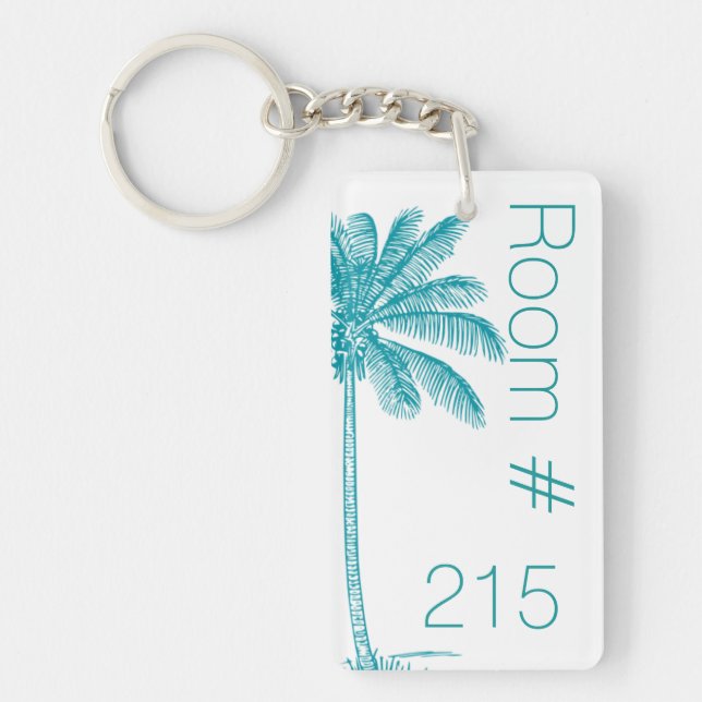 Tropical Palm Hotel Room Key Keychain (Front)