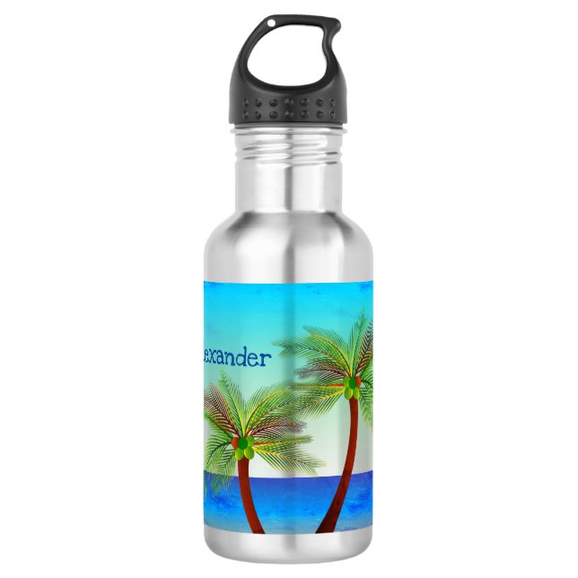 Tropical Palm Island Sunset 532 Ml Water Bottle (Front)