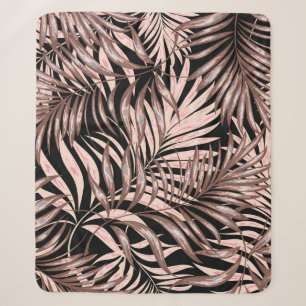 Tropical Palm: Jungle Floral Pattern. Sherpa Blanket