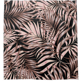 Tropical Palm: Jungle Floral Pattern. Shower Curtain