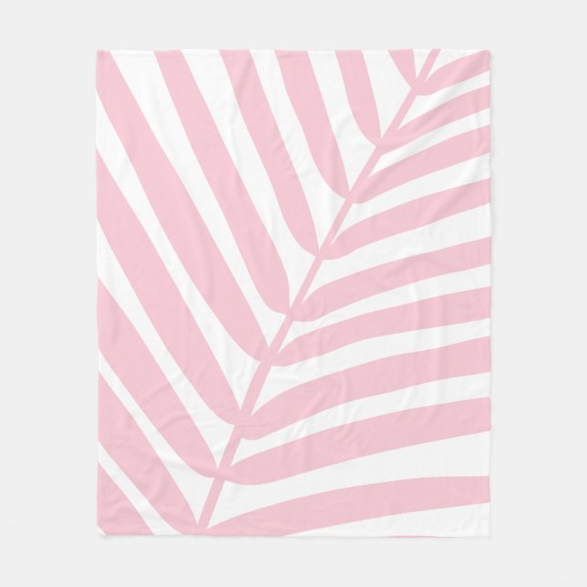 Tropical Palm Leaf Baby Pink Fleece Blanket (Front)