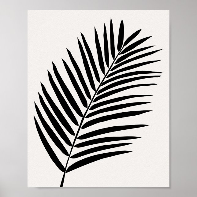Tropical Palm Leaf Cream White And Black Poster (Front)