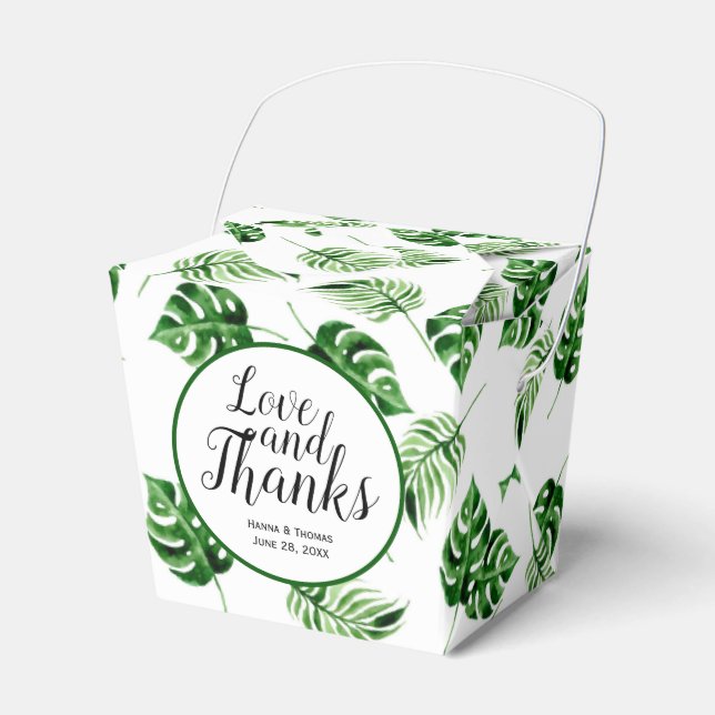 Tropical Palm Leaf Destination Wedding Thank You  Favour Box (Front Side)