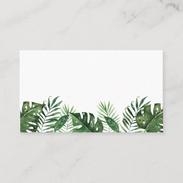 Tropical Palm Leaf Flat Place Cards (Front)