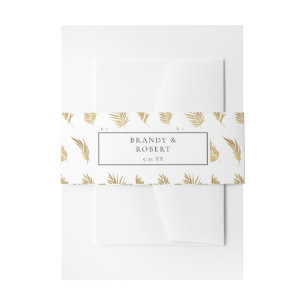 Tropical Palm Leaf Gold Monogram 3 Invitation Belly Band