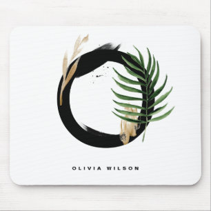 Tropical Palm Leaf Letter O Monogram Personalised Mouse Pad