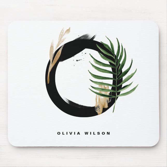 Tropical Palm Leaf Letter O Monogram Personalised Mouse Pad (Front)
