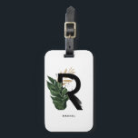 Tropical Palm Leaf Letter R Monogram Bridesmaid Luggage Tag<br><div class="desc">Modern and boho-inspired letter R monogram luggage tag. It features watercolor illustrations of tropical palm leaf with faux gold foil accents and black brush stroked. Personalise by adding a name. This modern cactus monogram luggage tag will be perfect as a bridesmaid gift,  birthday gift and graduation gift.</div>