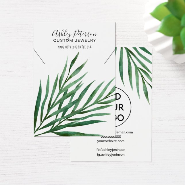 tropical palm leaf logo jewellery necklace display (Desk)