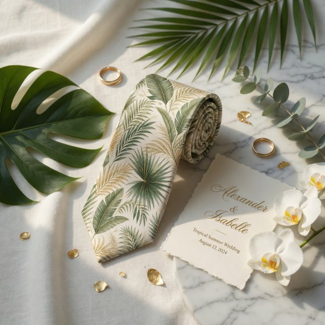 Tropical Palm Leaf Luxury Tie (Creator Uploaded)