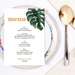 Tropical Palm Leaf Menu Card 5x7