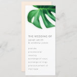 Tropical Palm Leaf Minimalist Wedding Program<br><div class="desc">This wedding program card is the perfect combination of modern elegance and tropical charm. The green monstera leaf gets you channeling those tropical vibes for a tropical theme or summer wedding.</div>