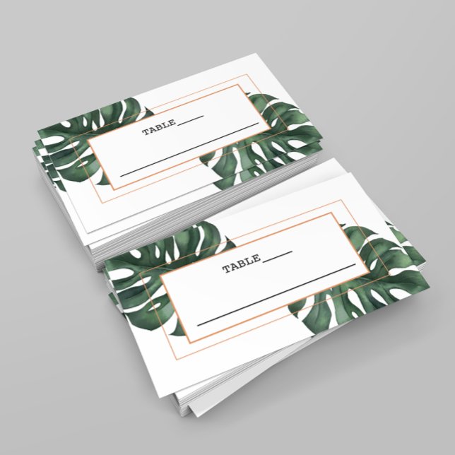 Tropical Palm Leaf Monstera Place Card (Creator Uploaded)