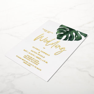 Tropical Palm Leaf Monstera Wedding Gold