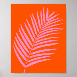 Tropical Palm Leaf Orange And Pink Poster