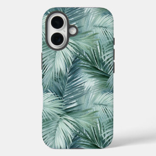 Tropical Palm Leaf Pattern Tough iPhone 16 Case