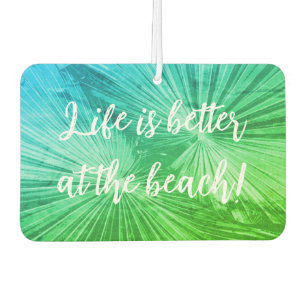 Tropical palm leaf photo green Emerald Sea car Air Freshener
